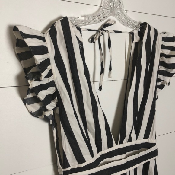 Striped dress deep V Neck Tie Back - Picture 3 of 6